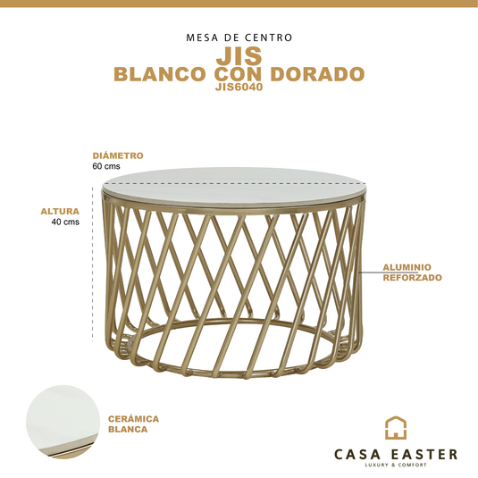 Mesa de centro JIS para interior diam 60 cm color dorado - JIS6040