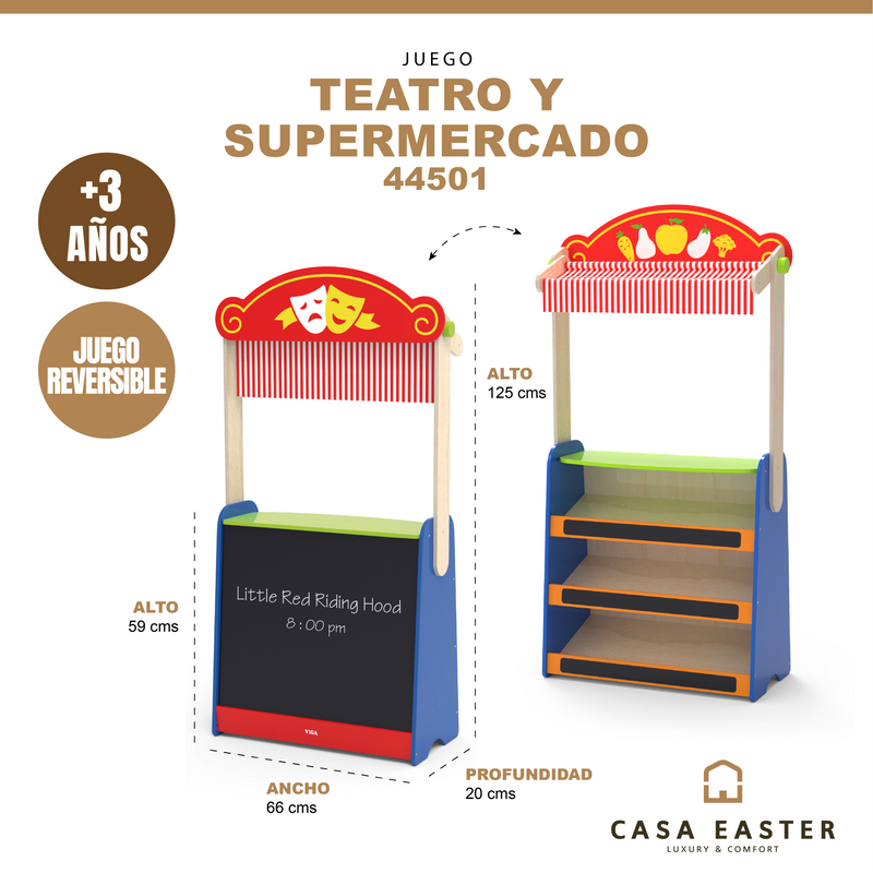 Cargue la imagen en el visor de la galería, Juego teatro y supermercado - 44501
