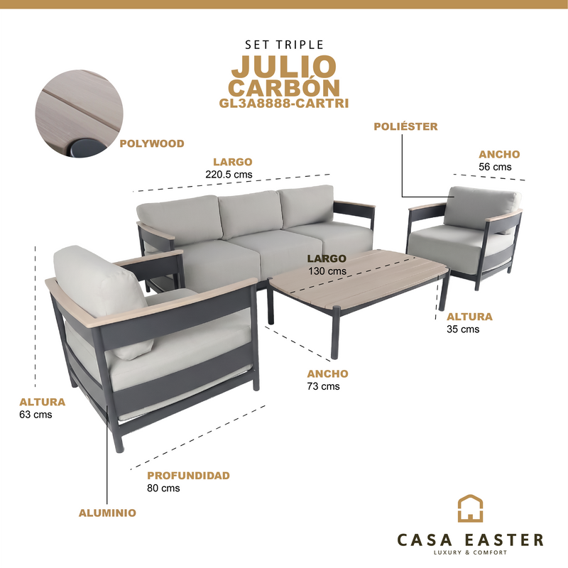 Cargue la imagen en el visor de la galería, Set triple Julio color carbón - GL3A8888-CARTRI
