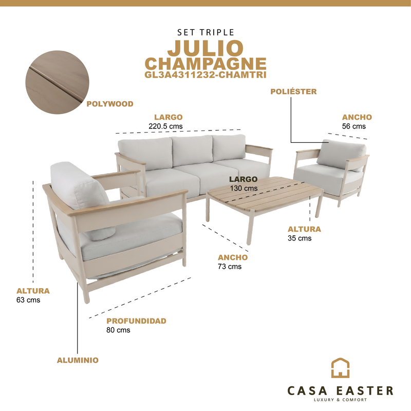 Cargue la imagen en el visor de la galería, Set triple Julio color champagne - GL3A4311232-CHAMTRI
