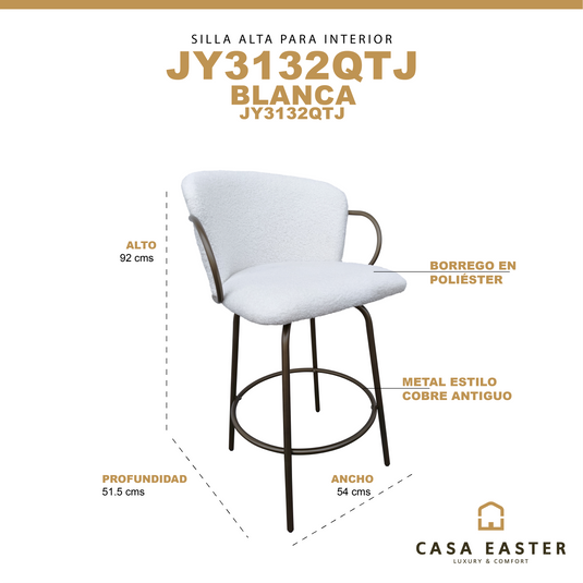 Silla Alta para Interior JY3132QTJ blanca - JY3132QTJ