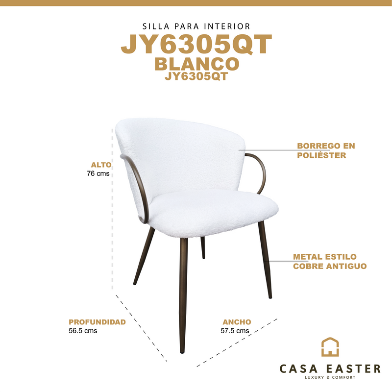 Cargue la imagen en el visor de la galería, Silla de Interior JY6305QT Blanca - JY6305QT
