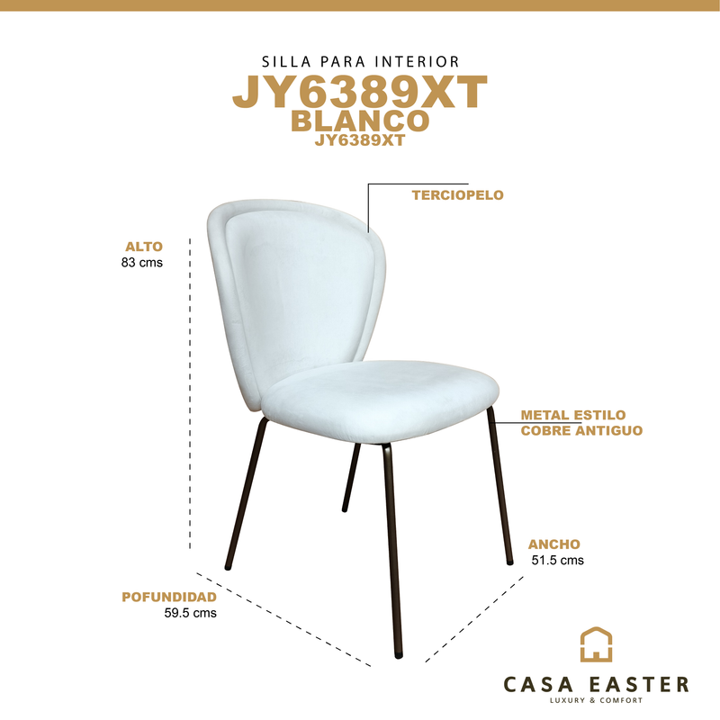 Cargue la imagen en el visor de la galería, Silla de Interior JY6389XT color blanco  - JY6389XT
