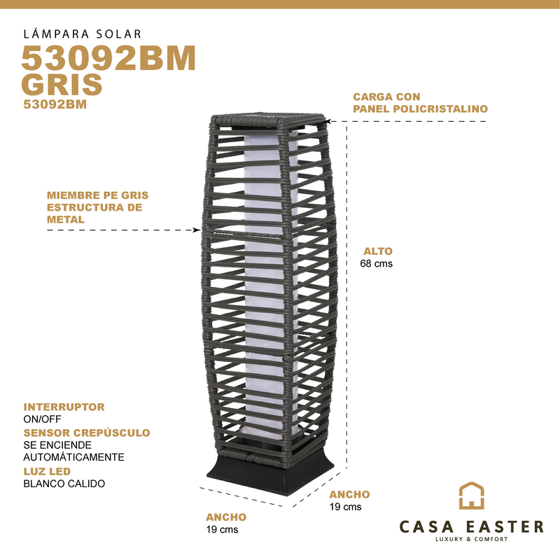 Cargue la imagen en el visor de la galería, Lampara solar metal Gris 53092BM CasaEaster
