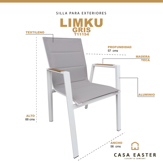 Silla de Textileno para interior y exterior Color Gris  LIMKU - T11154