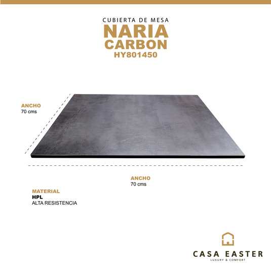 Cubierta de Mesa Naria color Carbon cuadrada 70x70 - HY801450-CH