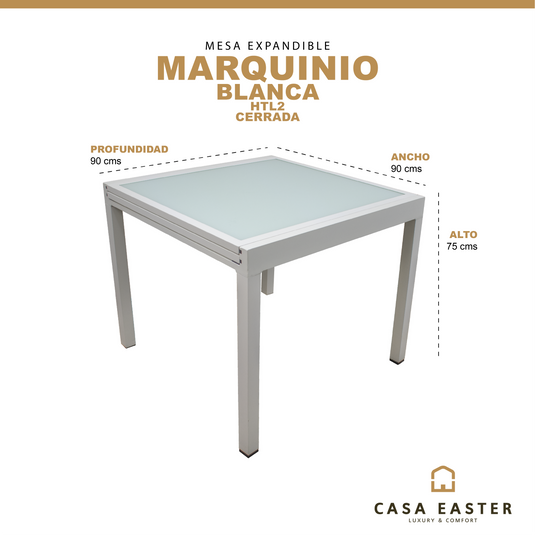 Mesa De Comedor para interior y exterior de Aluminio Color Blanco MARQUINIO - HTL2 CasaEaster