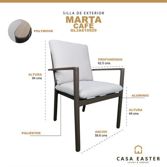 Silla de aluminio Marta color café - GL3A610929