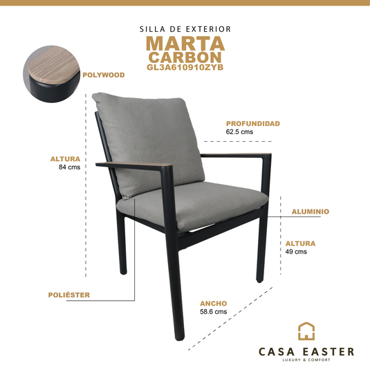 Silla de aluminio Marta color carbón - GL3A610910ZYB