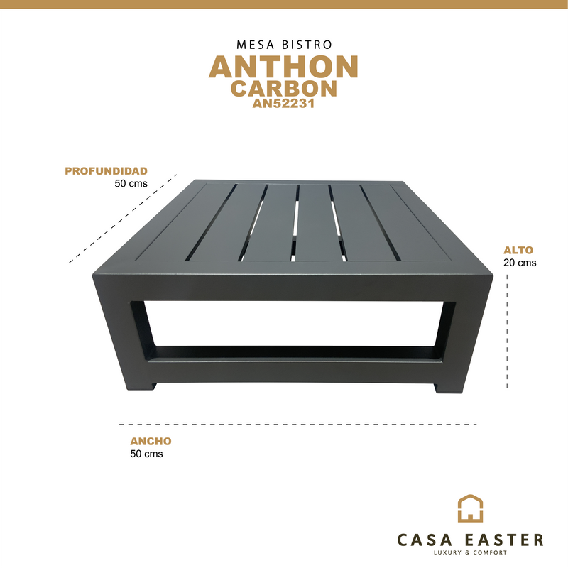 Cargue la imagen en el visor de la galería, Mesa Bistro cuadrada color Carbon Anthon- AN52231 CasaEaster
