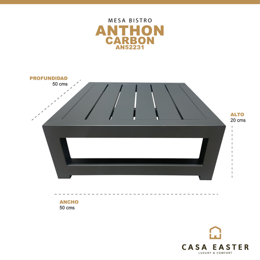 Mesa Bistro cuadrada color Carbon Anthon- AN52231 CasaEaster