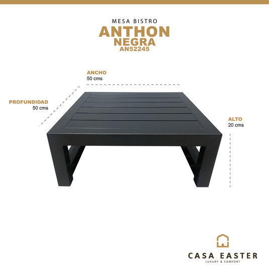 Mesa Bistro  cuadrada color Negra Anthon- AN52245 CasaEaster
