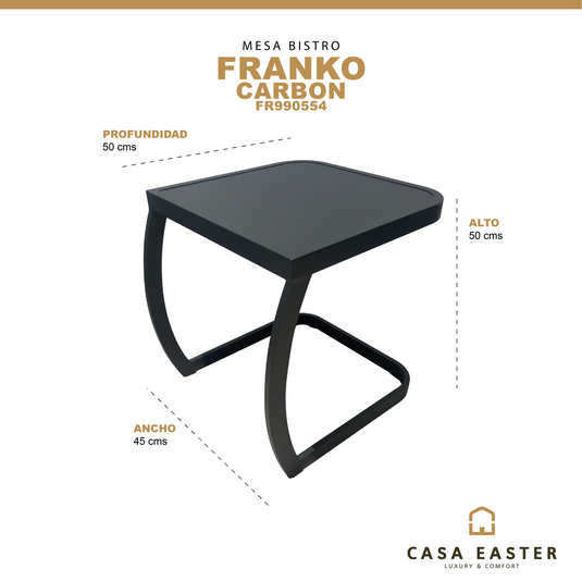 Mesa Bistro cuadrada 2 niveles Franko, color Carbon FR990554 CasaEaster