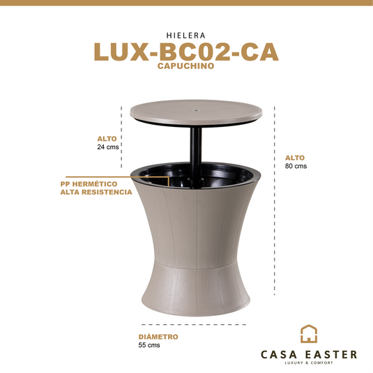 Mesa Bistro para Exterior e Interior de Plástico  Color Capuchino LUX-BC02-CA-LUX-BC02-CA