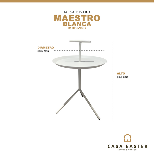 Mesa Bistro redonda color Blanca Maestro MR66123 CasaEaster