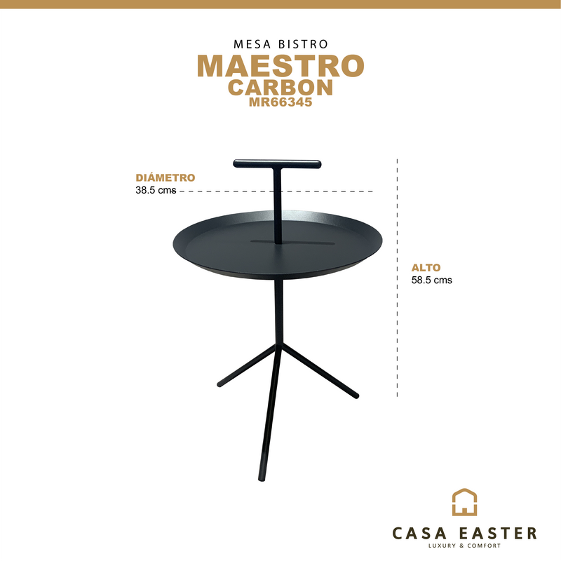 Cargue la imagen en el visor de la galería, Mesa Bistro redonda  color charcoal Maestro MR66345 CasaEaster
