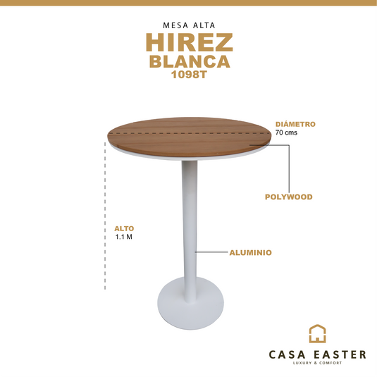 Mesa de Barra Hirez D.70cms color Natural&Blanco - 1098T