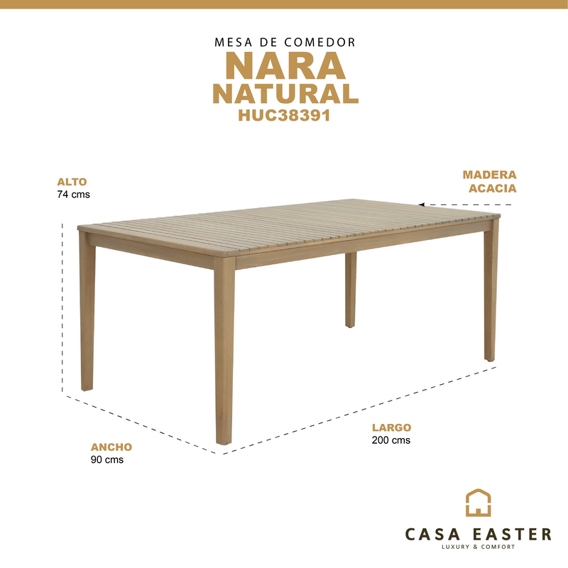 Cargue la imagen en el visor de la galería, Mesa de comedor 2 M Nara de madera color Natural - HUC38391
