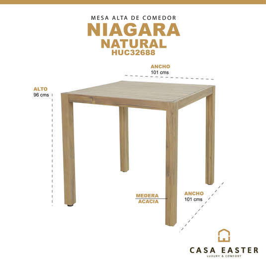 Mesa de bar Niagara 1X1M de madera color natural - HUC32688