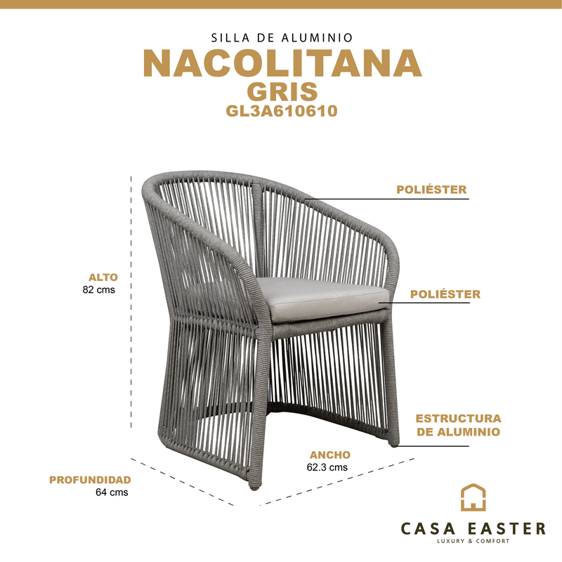Cargue la imagen en el visor de la galería, Silla para exterior e interior Nacolitana color Gris - GL3A610610
