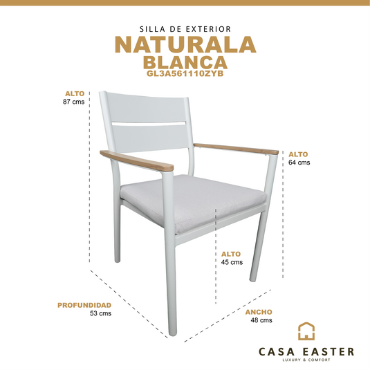 Silla de Aluminio Naturala color blanca - GL3A561110ZYB