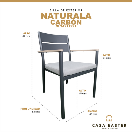 Silla de Aluminio Naturala color carbón - GL3A211221