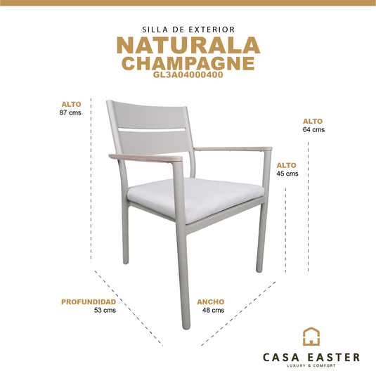 Silla de Aluminio Naturala color champagne - GL3A04000400
