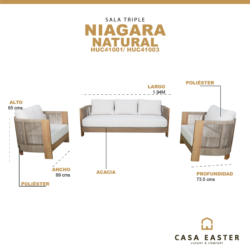 Cargue la imagen en el visor de la galería, Set triple Niagara color natural - HUC41001-003
