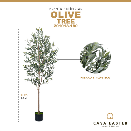 Planta Decorativa Artificial para Exterior y Interior con 1.8m Alto, NEW OLIVE TREE - 201018-180