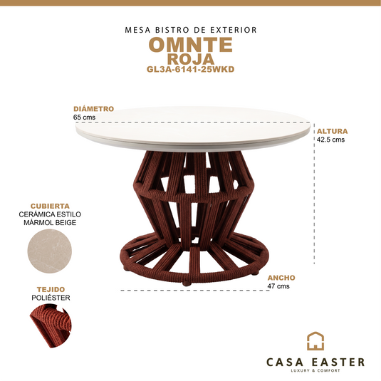 Mesa Bistro OMNTE Diam Ø. 65 cms color Rojo - GL3A-6141-25WKD
