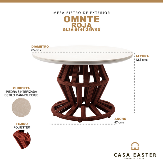Mesa Bistro OMNTE Diam Ø. 65 cms color Rojo - GL3A-6141-25WKD