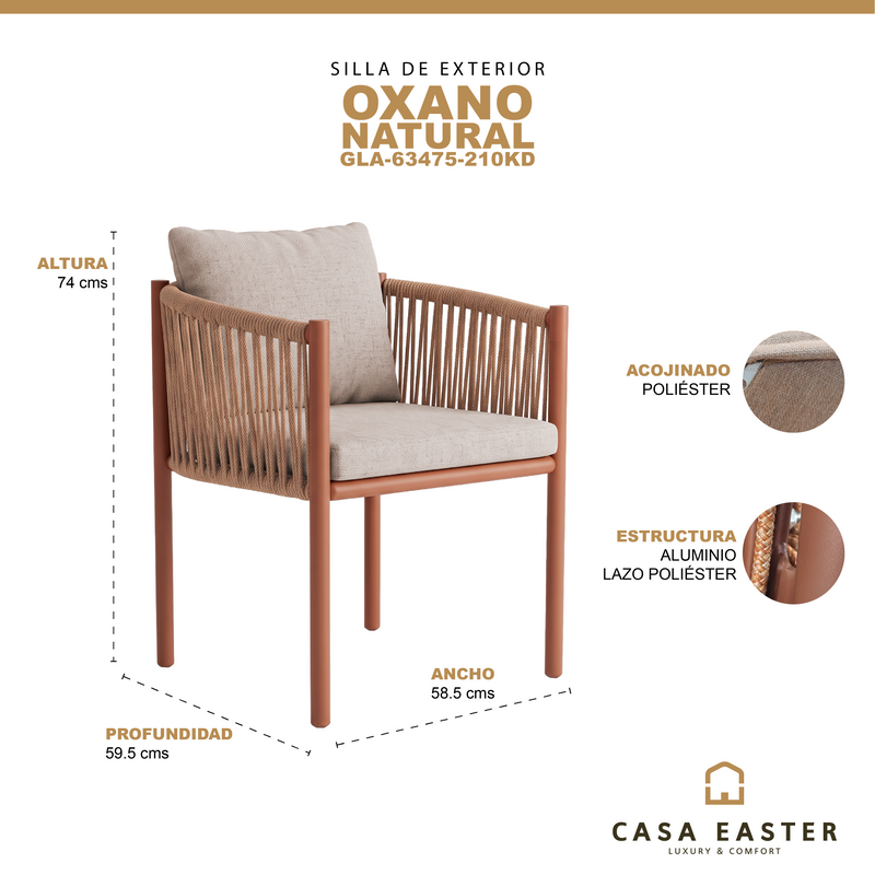 Cargue la imagen en el visor de la galería, Silla de aluminio Oxano color natural - GLA-63475-210KD
