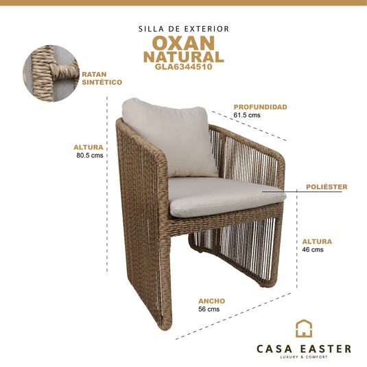 Silla entretejida Oxan color natural - GLA6344510