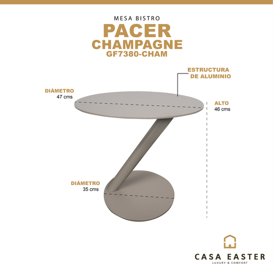Bistro table 47cm Pacer champagne color - GF7380-CHAM
