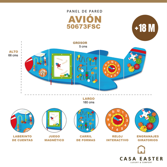 Juguete de pared Avión azul - 50673FSC