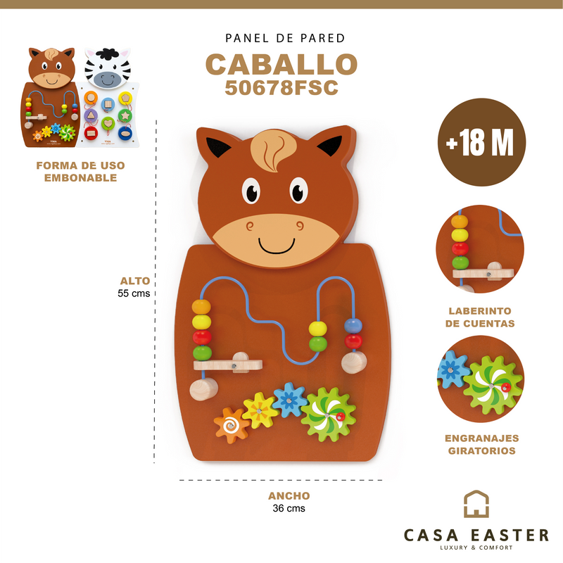 Load image into Gallery viewer, Juego de pared cuentas de alambre y engranaje Caballo - 50678FSC
