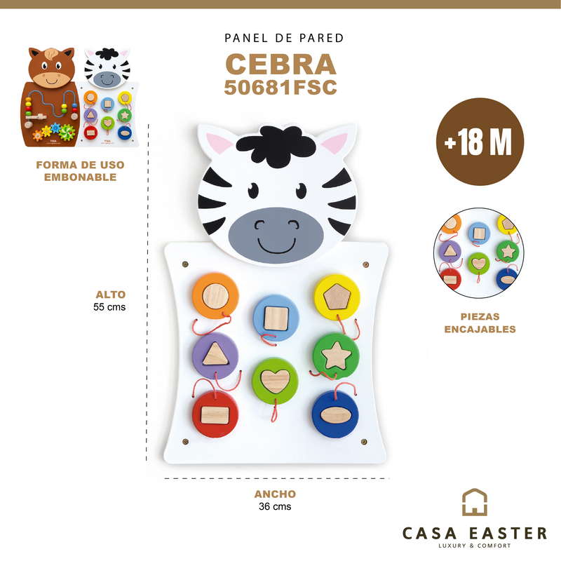 Cargue la imagen en el visor de la galería, Juguete de pared zebra emparejar formas - 50681FSC
