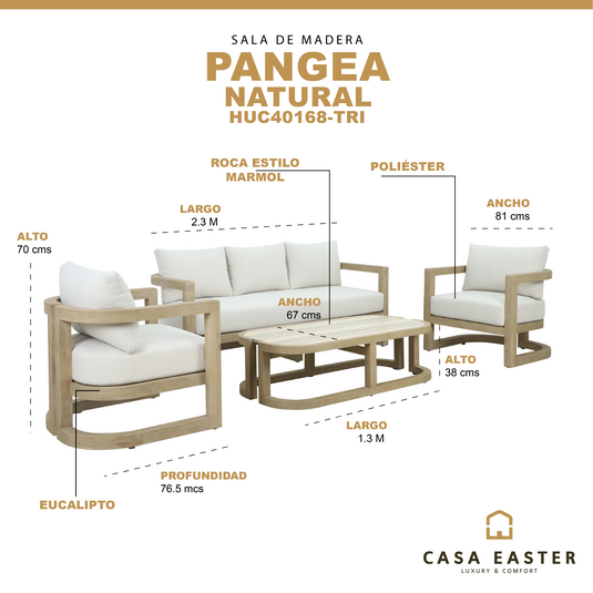 Set triple de madera Pangea color natural - HUC40168-TRI