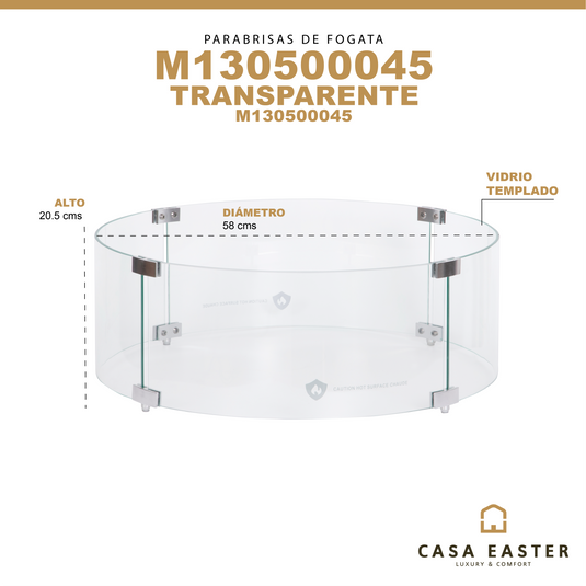 Parabrisas para fogata de vidrio redonda - M130500045
