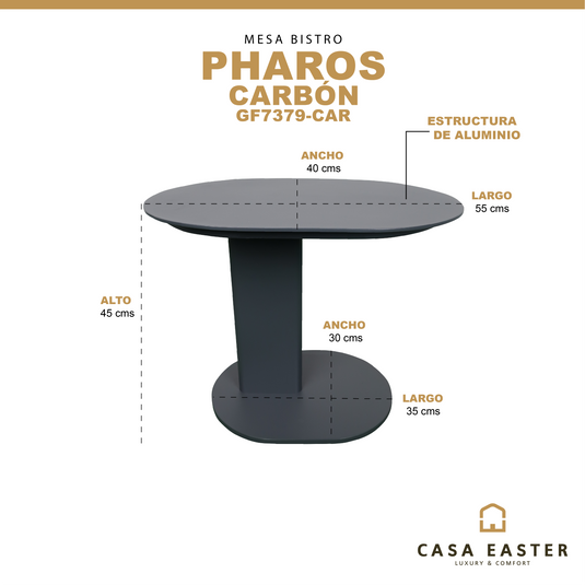Bistro Table 55cm Pharos charcoal color - GF7379-CAR