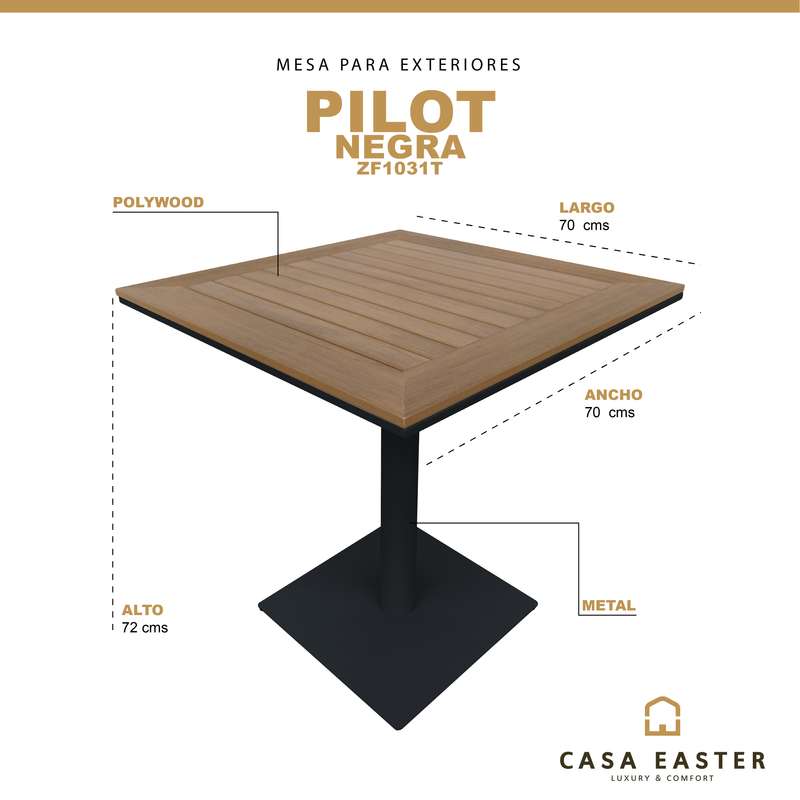 Cargue la imagen en el visor de la galería, Mesa cuadrada 70x70 para comedor Pilot color Carbon - ZF1031T
