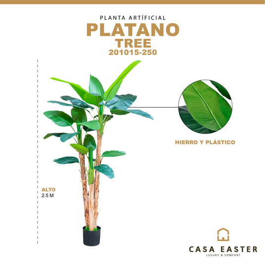 Planta Decorativa Artificial para Exterior y Interior con 2.5m Alto, PLATANO - 201015-250