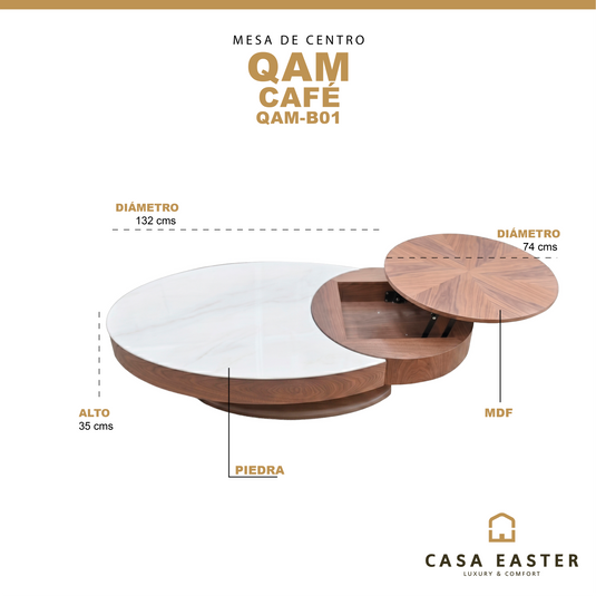 Mesa de centro QAM B01 1.3M color café - QAM-B01