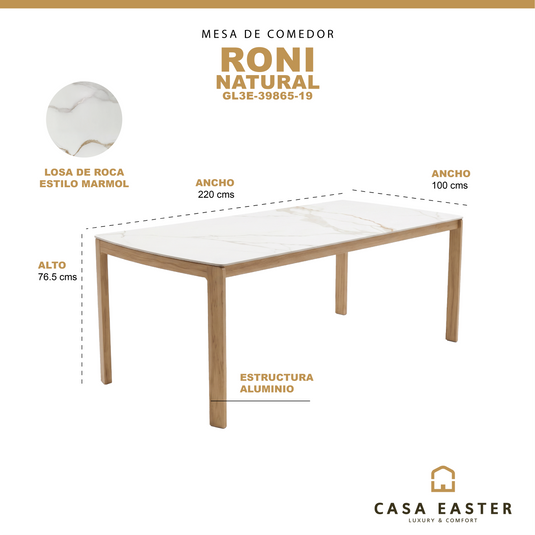 Mesa de comedor para exterior Roni 2.2M color natural - GL3AE-39865-19