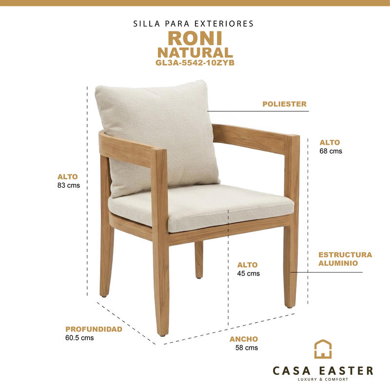 Load image into Gallery viewer, Silla de exterior Roni color Natural - GL3A-5542-10ZYB
