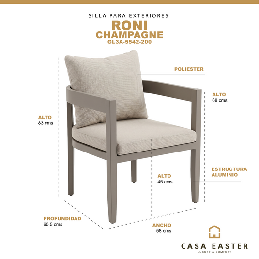 Silla de exterior Roni color Champpagne - GL3A-5542-200
