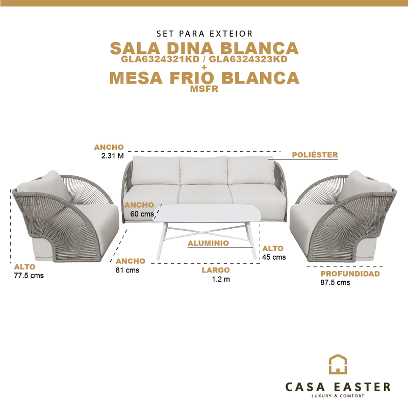 Cargue la imagen en el visor de la galería, Set Triple Dina color Blanco + mesa Frio
