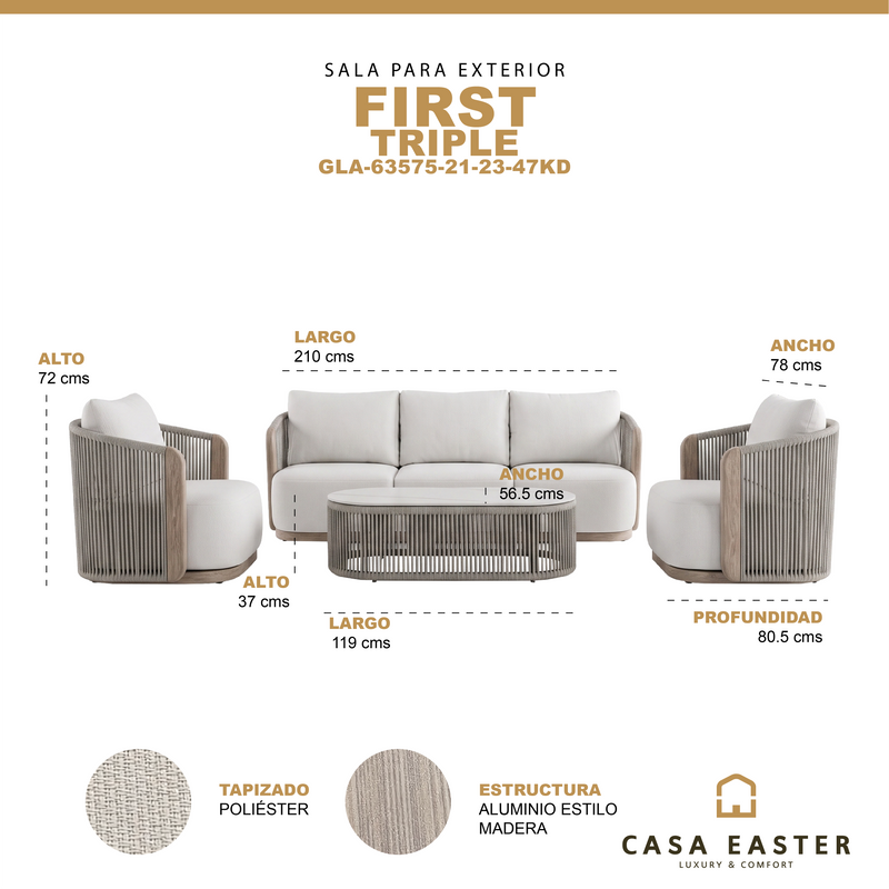 Load image into Gallery viewer, Set Triple FIRST de madera color claro con gris - GLA-63575-21-23-47KD
