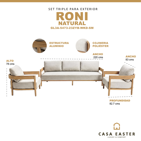Set triple Roni color Natural, set de 3 pz - GL3A547323ZYB-WKD-SM