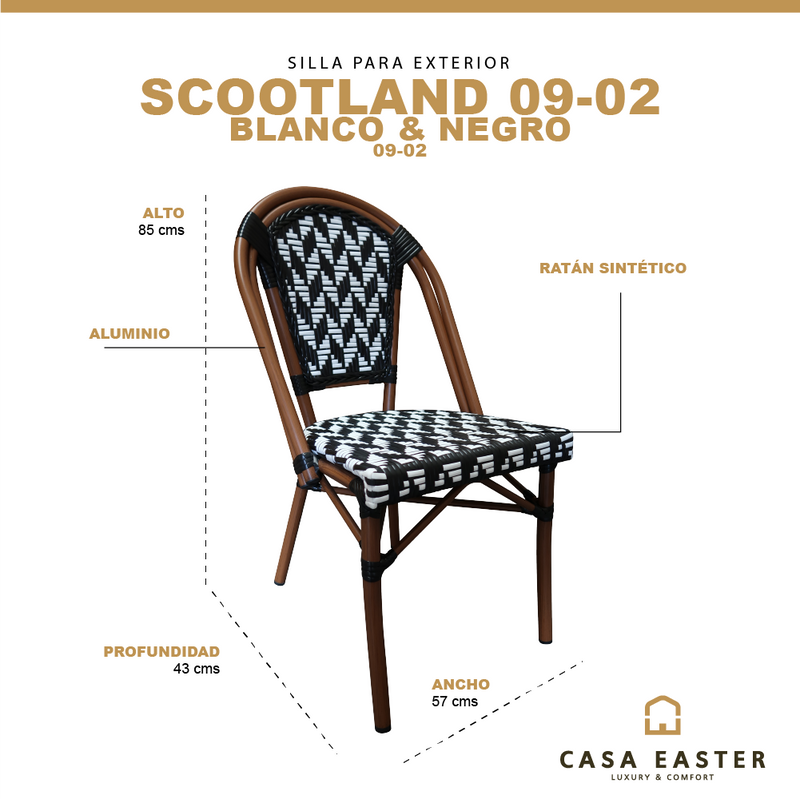 Cargue la imagen en el visor de la galería, Silla de Rattan para exterior e interior Color Negro/Blanco SCOOTLAND 09-02  - SCOOTLAND 09-02
